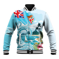 Bula Fiji Seascape Baseball Jacket Fiji Day - Islands Heritage LT7 Unisex Multicolor - Polynesian Pride