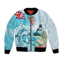 Bula Fiji Seascape Bomber Jacket Fiji Day - Islands Heritage LT7 Unisex Multicolor - Polynesian Pride