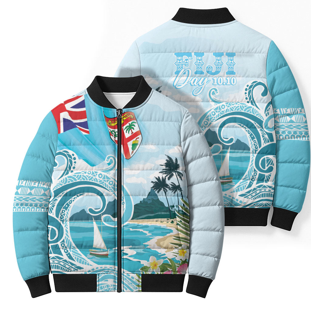Bula Fiji Seascape Bomber Puffer Jacket Fiji Day - Islands Heritage LT7 - Polynesian Pride