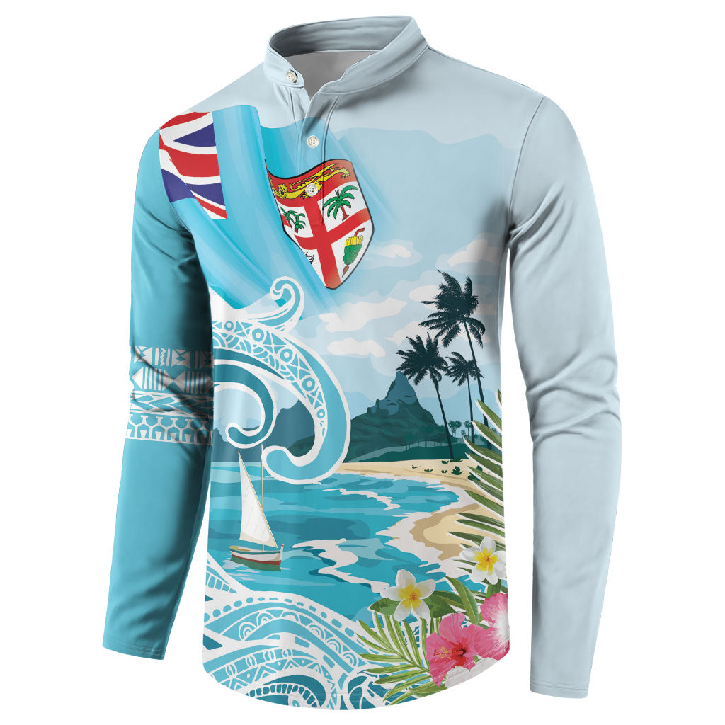 Bula Fiji Seascape Button Sweatshirt Fiji Day - Islands Heritage LT7 - Polynesian Pride