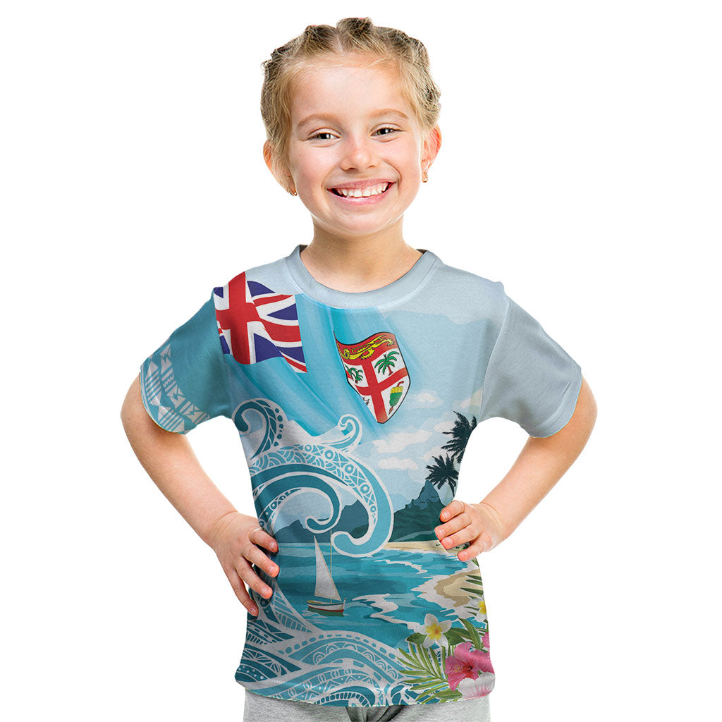 Bula Fiji Seascape Kid T Shirt Fiji Day - Islands Heritage LT7 Multicolor - Polynesian Pride