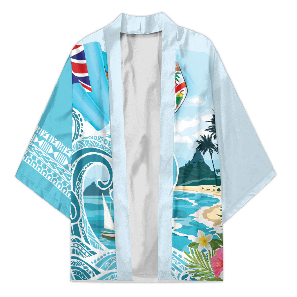 Bula Fiji Seascape Kimono Fiji Day - Islands Heritage LT7 Unisex Multicolor - Polynesian Pride