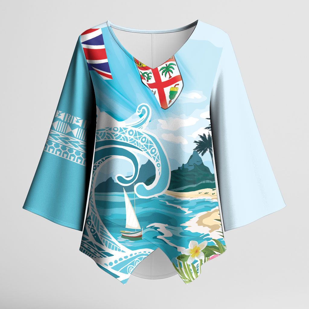 Bula Fiji Seascape Kimono Sleeve Blouse Fiji Day - Islands Heritage LT7 Female Multicolor - Polynesian Pride