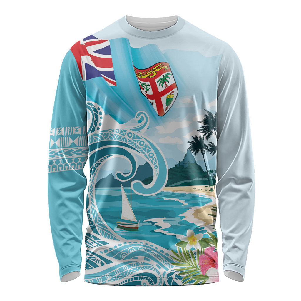 Bula Fiji Seascape Long Sleeve Shirt Fiji Day - Islands Heritage LT7 Unisex Multicolor - Polynesian Pride