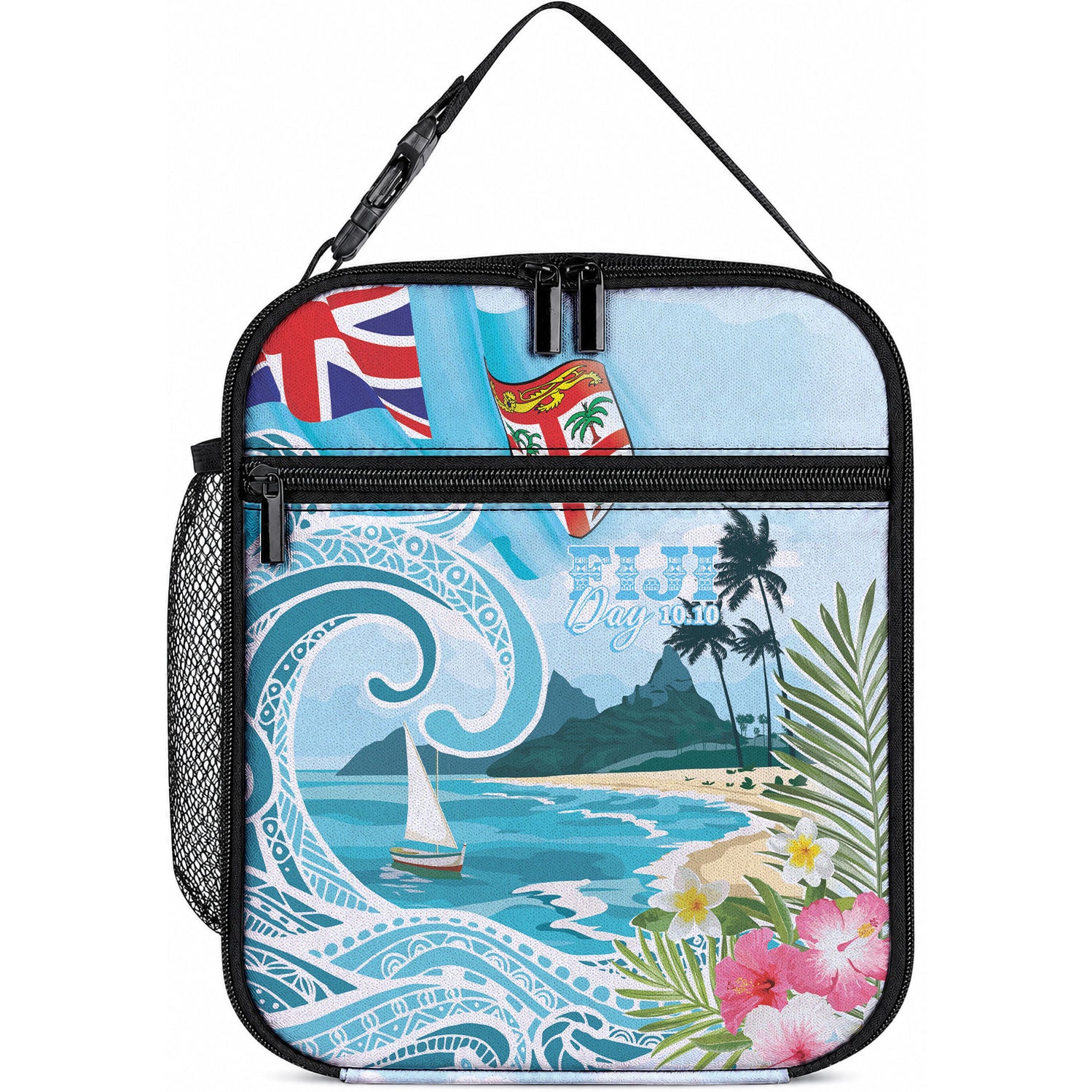 Bula Fiji Seascape Lunch Bag Fiji Day - Islands Heritage LT7 10.2 × 8.3 × 4.3 inch Multicolor - Polynesian Pride