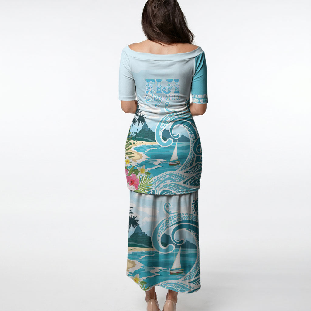 Bula Fiji Seascape Puletasi Fiji Day - Islands Heritage LT7 - Polynesian Pride