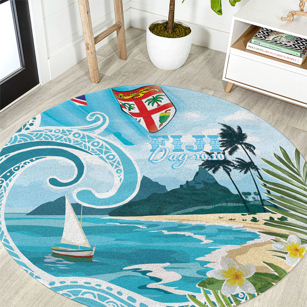 Bula Fiji Seascape Round Carpet Fiji Day - Islands Heritage LT7 Multicolor - Polynesian Pride