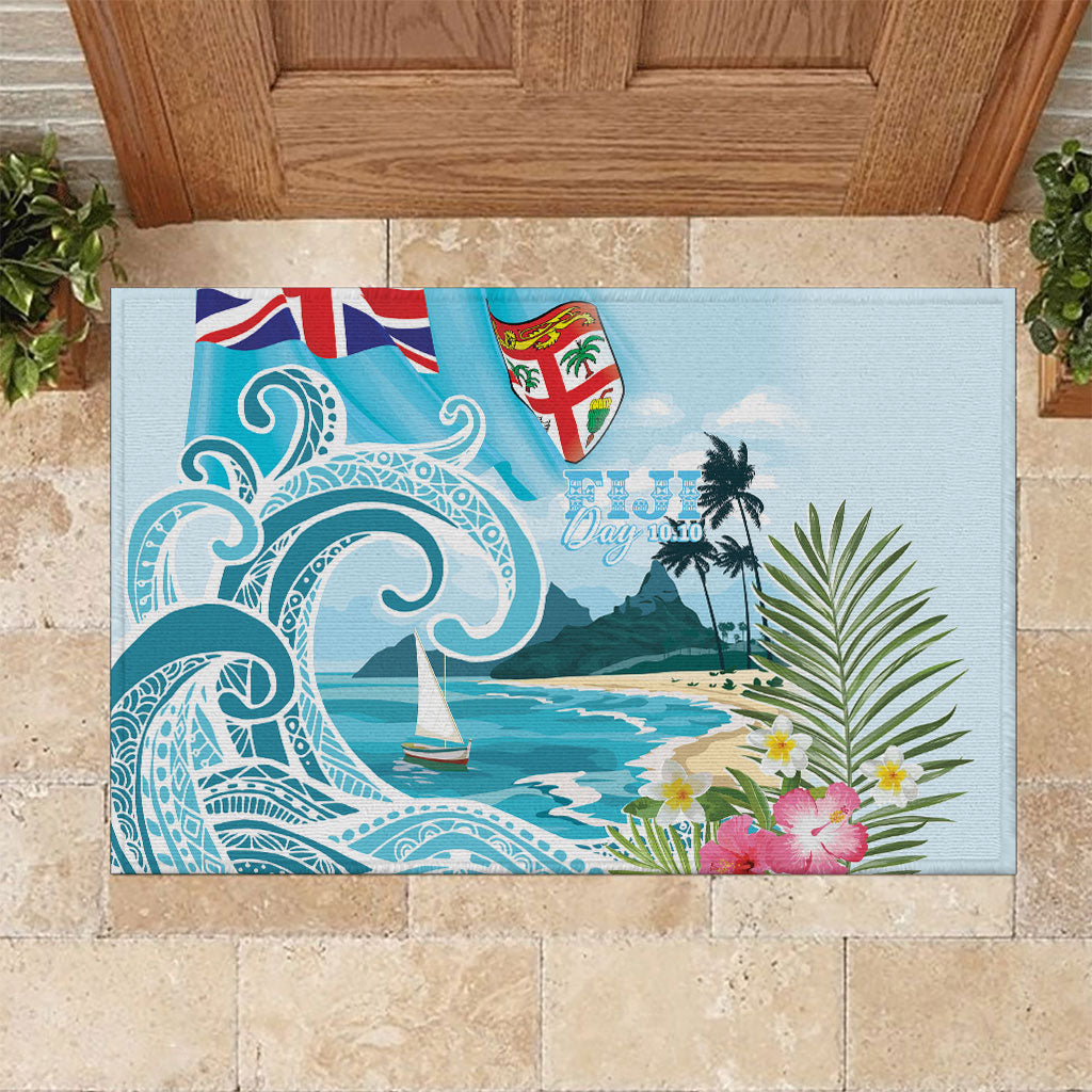 Bula Fiji Seascape Rubber Doormat Fiji Day - Islands Heritage LT7 Multicolor - Polynesian Pride