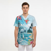 Bula Fiji Seascape Scrub Top Fiji Day - Islands Heritage LT7 - Polynesian Pride