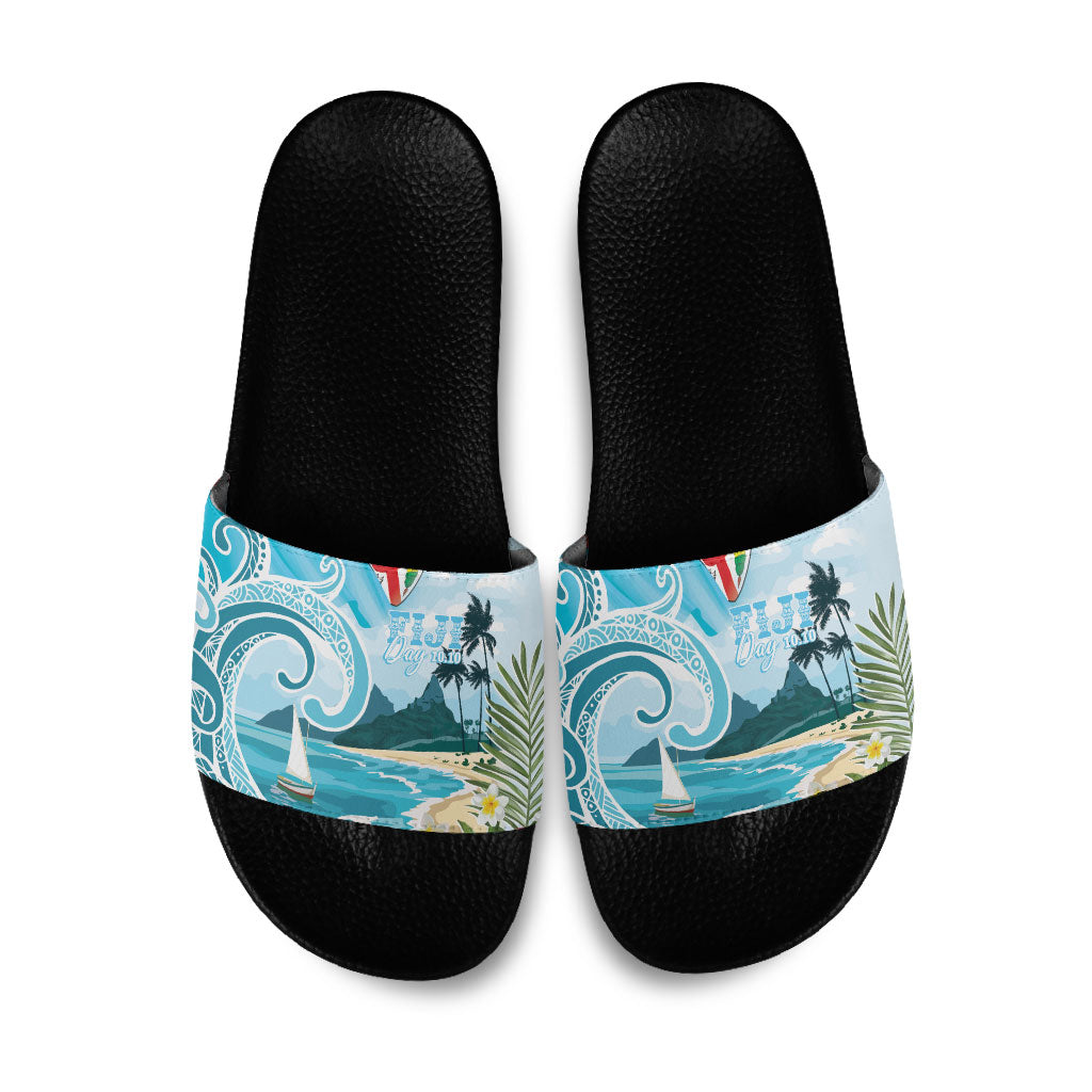 Bula Fiji Seascape Slide Sandals Fiji Day - Islands Heritage LT7 Multicolor - Polynesian Pride