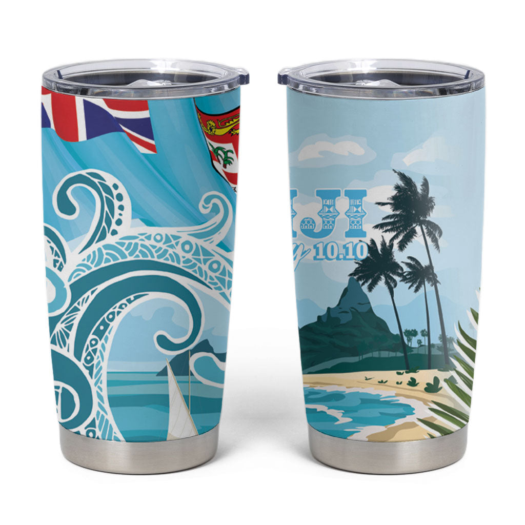 Bula Fiji Seascape Tumbler Cup Fiji Day - Islands Heritage LT7 Multicolor - Polynesian Pride