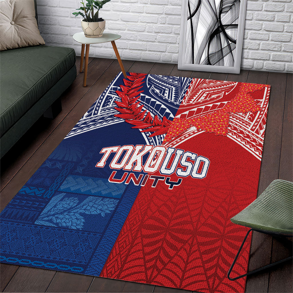 TokoUso Tonga Samoa Brothers Forever Area Rug Ulafala and Heilala Unity LT7 Red Blue - Polynesian Pride