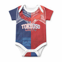 TokoUso Tonga Samoa Brothers Forever Custom Baby Onesie Ulafala and Heilala Unity LT7 Red Blue - Polynesian Pride