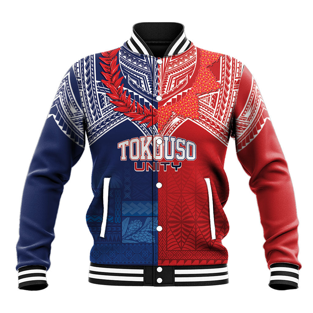 TokoUso Tonga Samoa Brothers Forever Custom Baseball Jacket Ulafala and Heilala Unity LT7 Unisex Red Blue - Polynesian Pride
