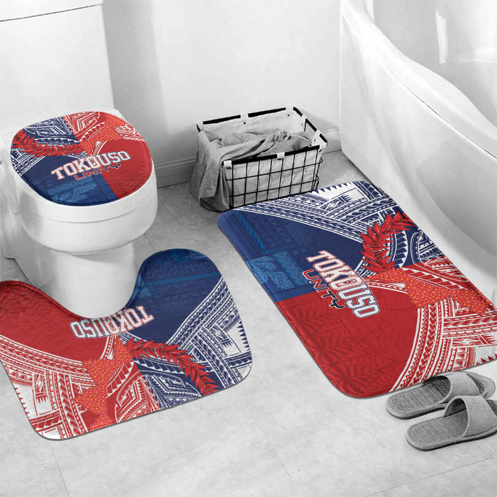 TokoUso Tonga Samoa Brothers Forever Bathroom Set Ulafala and Heilala Unity LT7 Mat Set Only (3 pcs) One Size Red Blue - Polynesian Pride