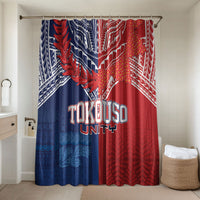 TokoUso Tonga Samoa Brothers Forever Bathroom Set Ulafala and Heilala Unity LT7 Shower Curtain Only Red Blue - Polynesian Pride