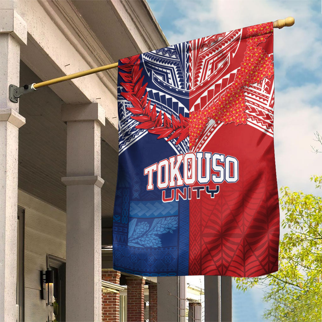 TokoUso Tonga Samoa Brothers Forever Garden Flag Ulafala and Heilala Unity LT7 House Flag Red Blue - Polynesian Pride