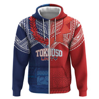 TokoUso Tonga Samoa Brothers Forever Custom Hoodie Ulafala and Heilala Unity LT7 Zip Hoodie Red Blue - Polynesian Pride
