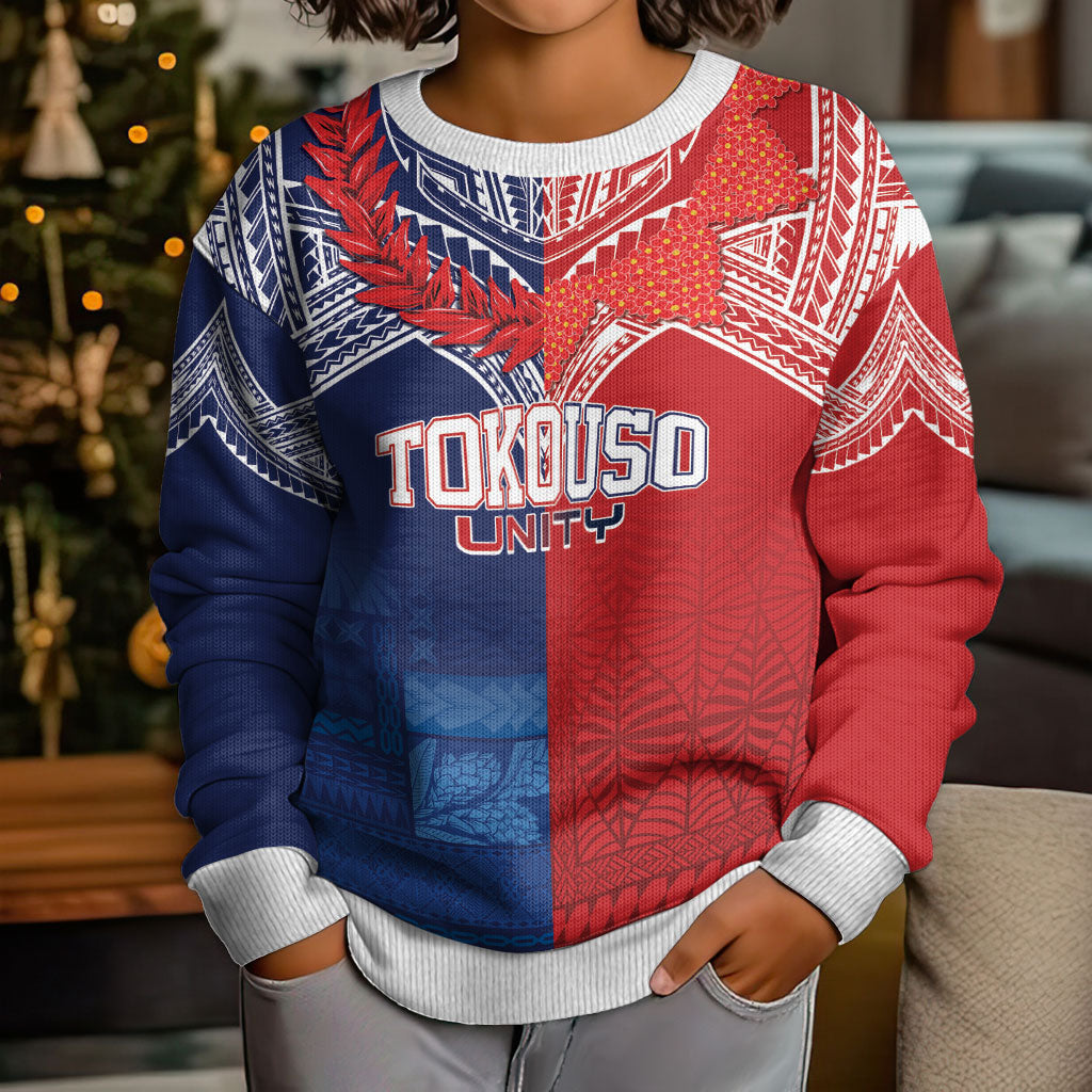 TokoUso Tonga Samoa Brothers Forever Custom Kid Ugly Christmas Sweater Ulafala and Heilala Unity LT7 - Polynesian Pride