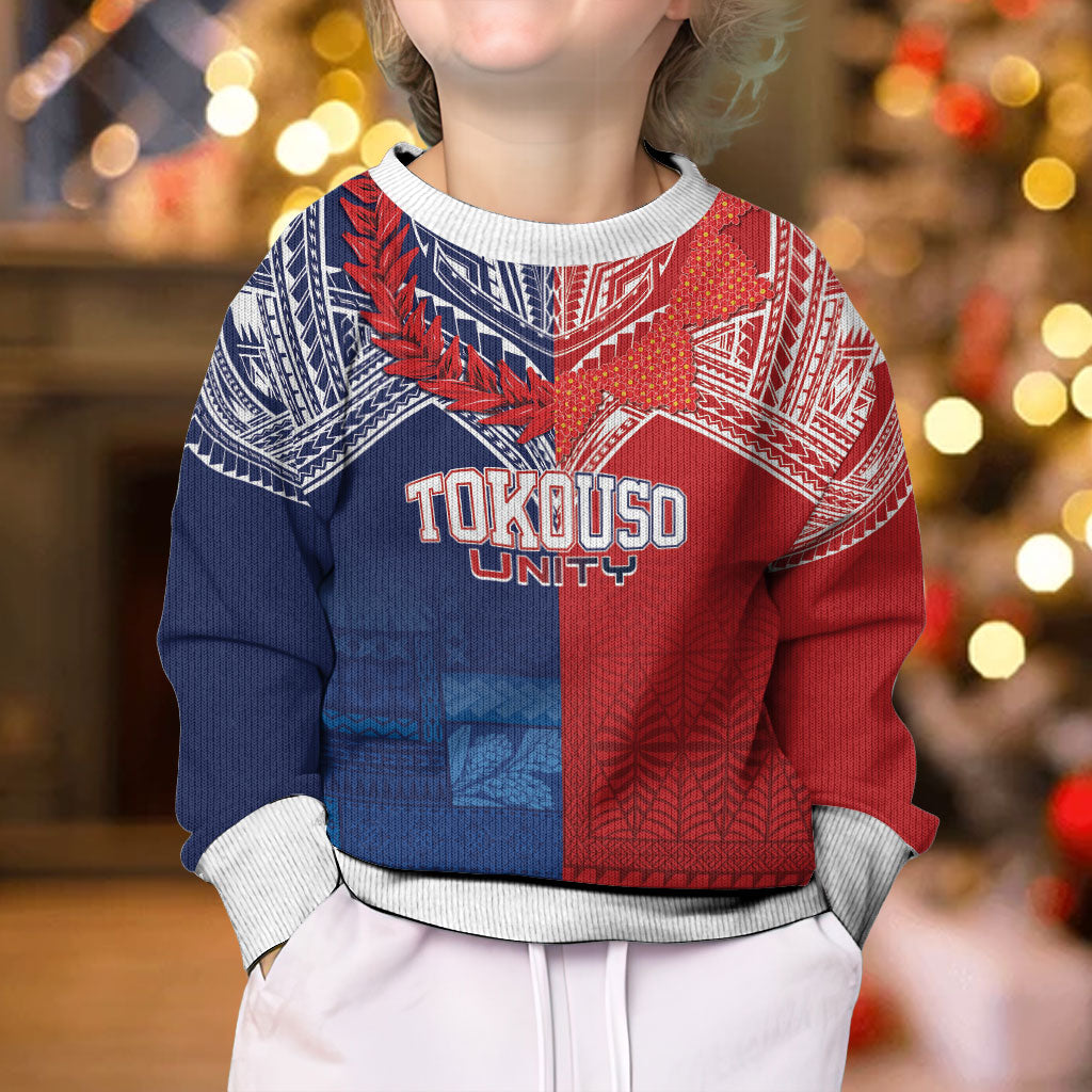 TokoUso Tonga Samoa Brothers Forever Custom Kid Ugly Christmas Sweater Ulafala and Heilala Unity LT7 - Polynesian Pride