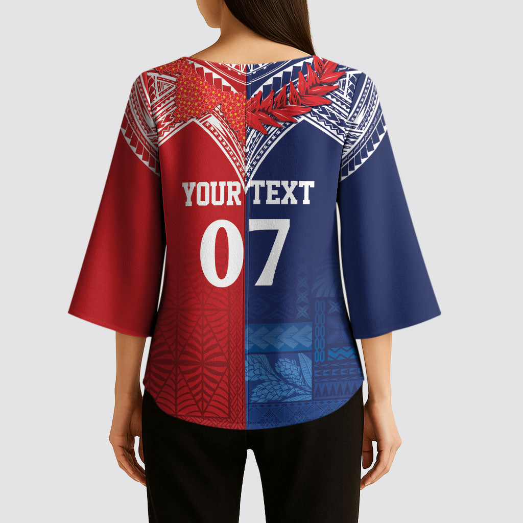 TokoUso Tonga Samoa Brothers Forever Custom Kimono Sleeve Blouse Ulafala and Heilala Unity LT7 - Polynesian Pride