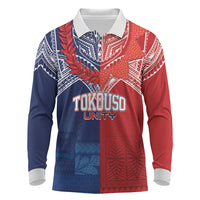 TokoUso Tonga Samoa Brothers Forever Custom Long Sleeve Polo Shirt Ulafala and Heilala Unity LT7 Red Blue - Polynesian Pride