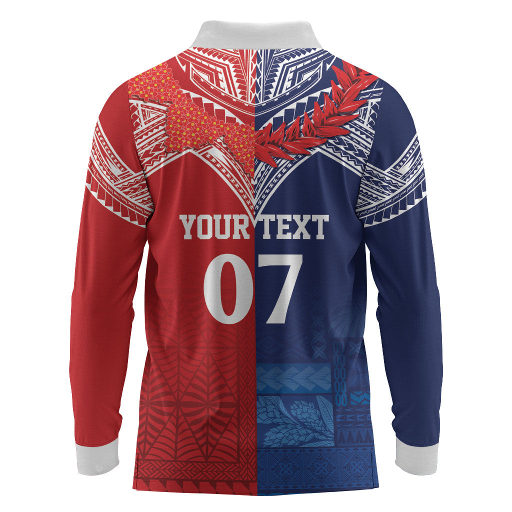 TokoUso Tonga Samoa Brothers Forever Custom Long Sleeve Polo Shirt Ulafala and Heilala Unity LT7 - Polynesian Pride