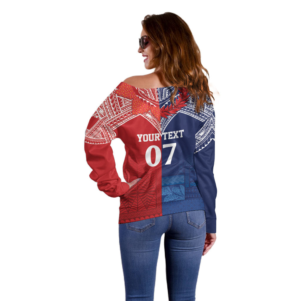 TokoUso Tonga Samoa Brothers Forever Custom Off Shoulder Sweater Ulafala and Heilala Unity LT7 - Polynesian Pride