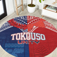 TokoUso Tonga Samoa Brothers Forever Round Carpet Ulafala and Heilala Unity LT7 Red Blue - Polynesian Pride