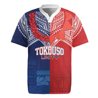 TokoUso Tonga Samoa Brothers Forever Custom Rugby Jersey Ulafala and Heilala Unity LT7 Red Blue - Polynesian Pride
