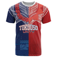 TokoUso Tonga Samoa Brothers Forever Custom T Shirt Ulafala and Heilala Unity LT7 Red Blue - Polynesian Pride