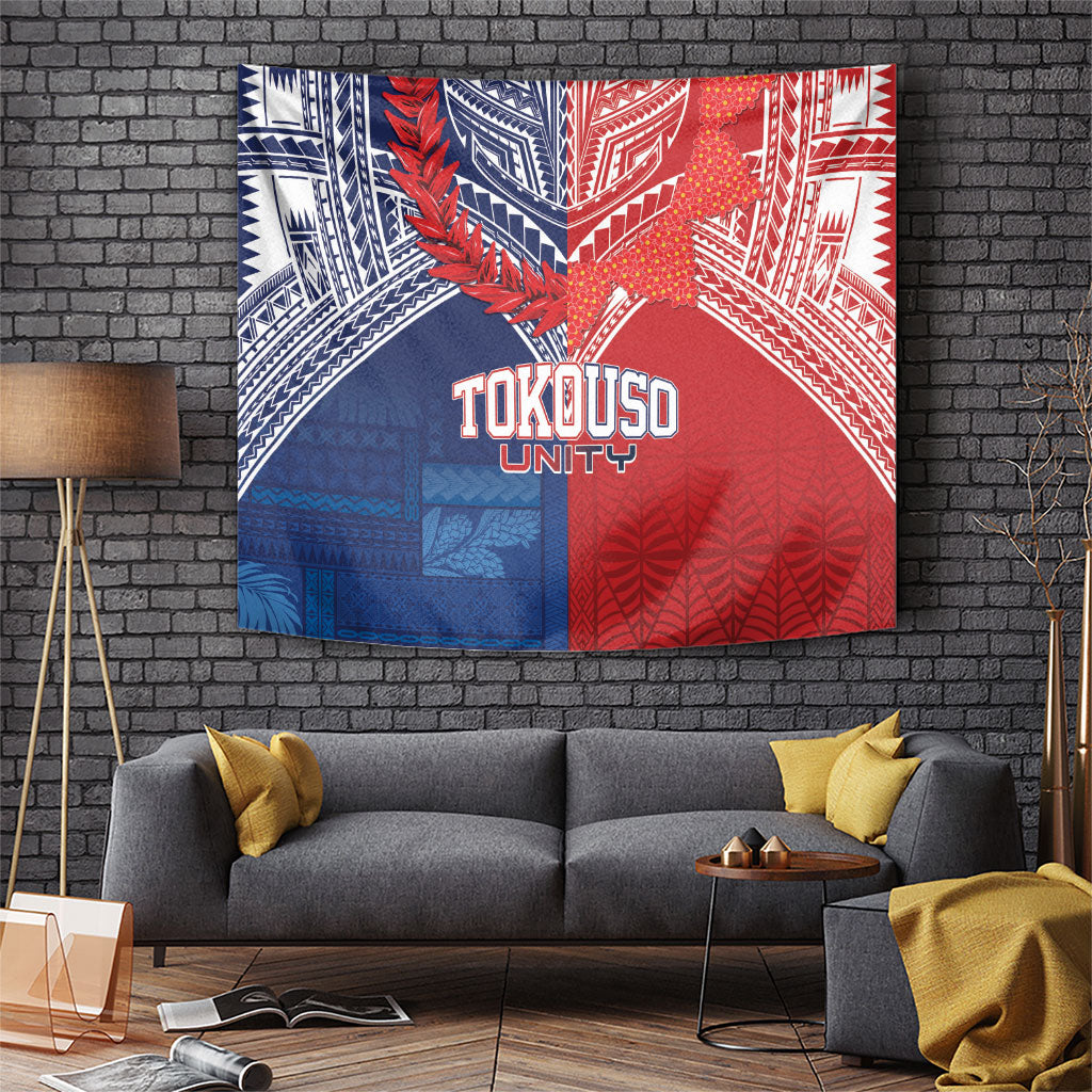 TokoUso Tonga Samoa Brothers Forever Tapestry Ulafala and Heilala Unity LT7 Red Blue - Polynesian Pride