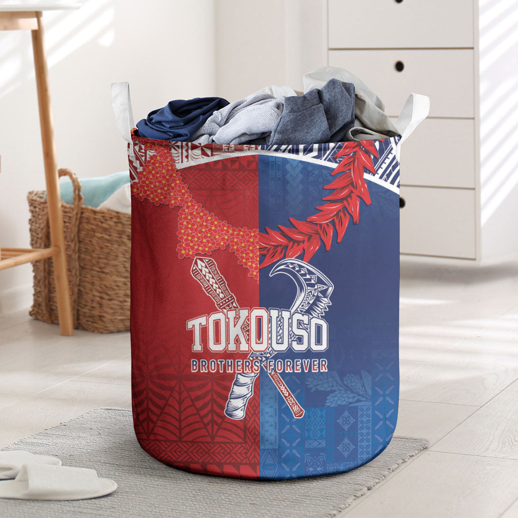 TokoUso Tonga and Samoa Laundry Basket Warriors War Clubs LT7 Blue Red - Polynesian Pride