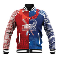 TokoUso Custom Tonga and Samoa Baseball Jacket Warriors War Clubs LT7 Unisex Blue Red - Polynesian Pride