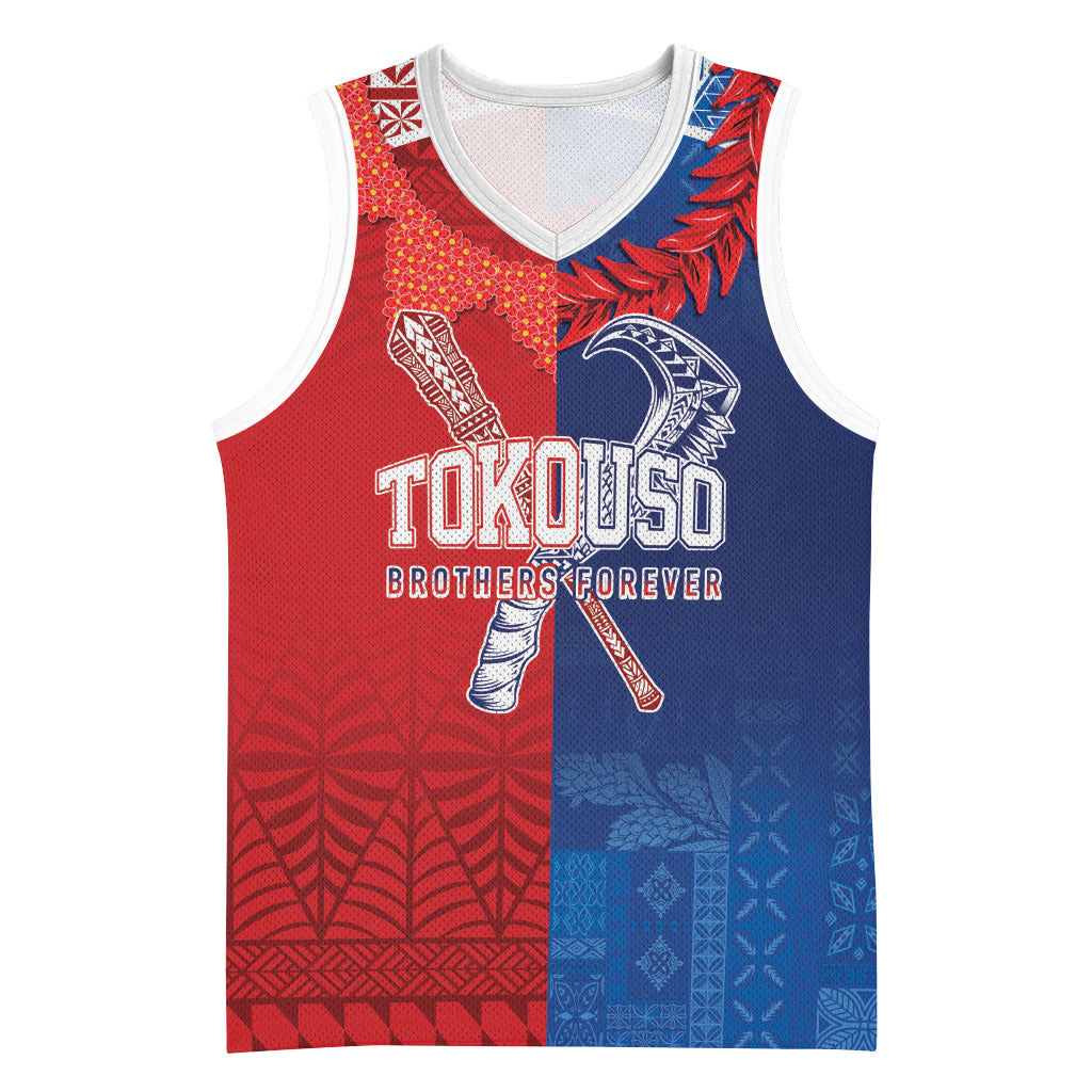TokoUso Custom Tonga and Samoa Basketball Jersey Warriors War Clubs LT7 Unisex Blue Red - Polynesian Pride