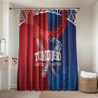 TokoUso Tonga and Samoa Bathroom Set Warriors War Clubs LT7 Shower Curtain Only Blue Red - Polynesian Pride
