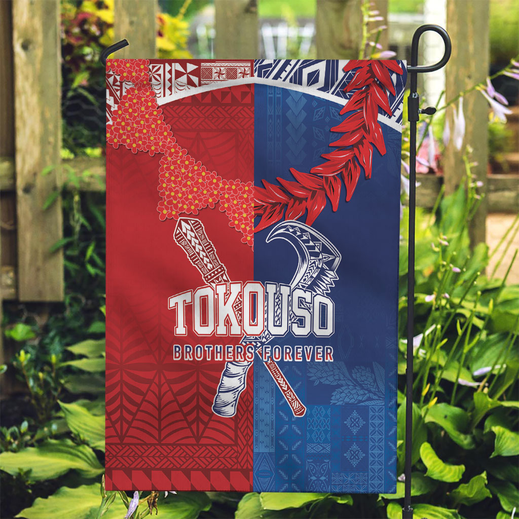TokoUso Tonga and Samoa Garden Flag Warriors War Clubs LT7 Garden Flag Blue Red - Polynesian Pride