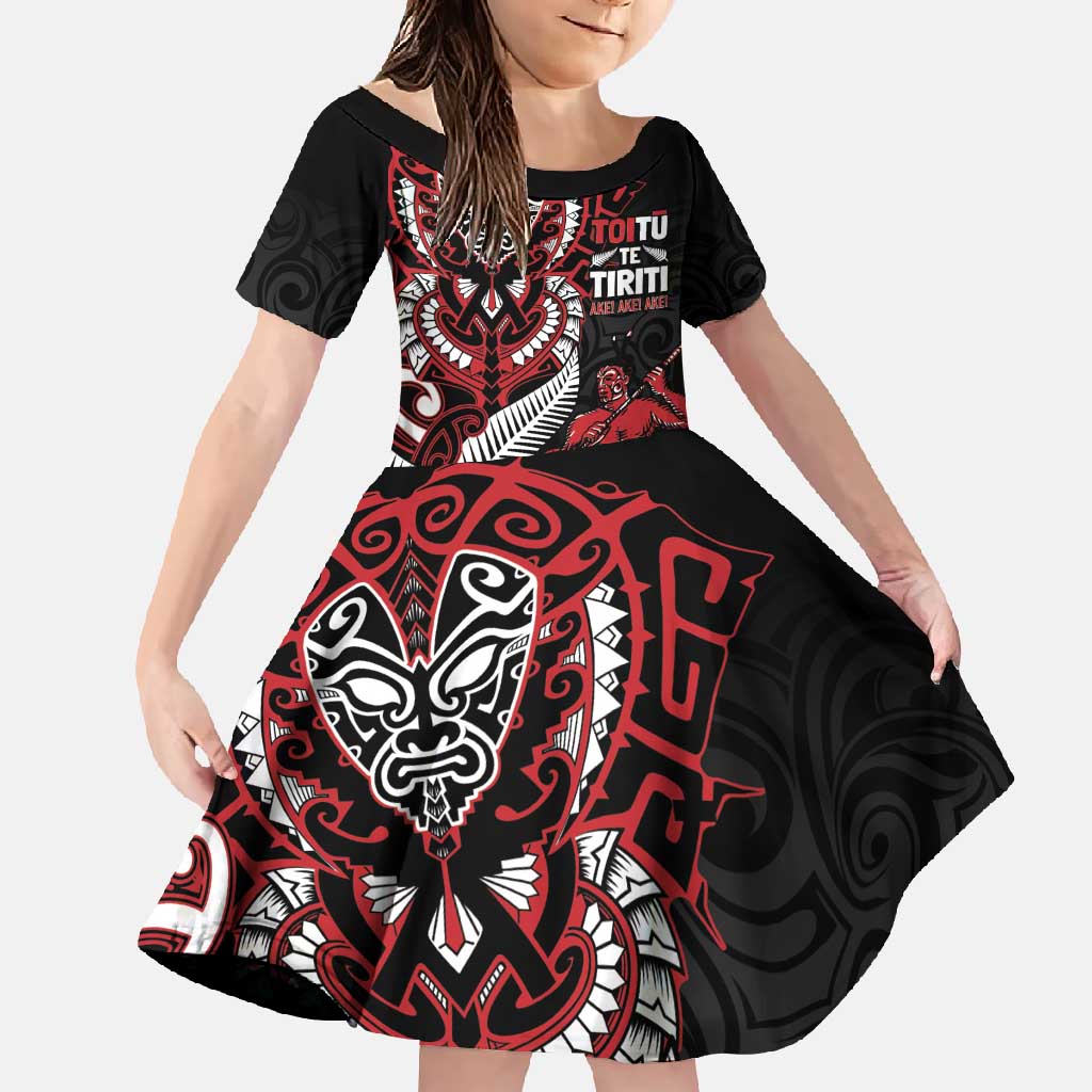 Aotearoa Toitu Te Tiriti Family Matching Off Shoulder Maxi Dress and Hawaiian Shirt Whakairo Wheku