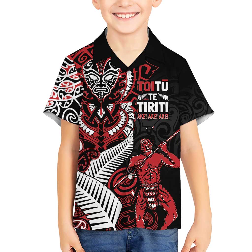 Aotearoa Toitu Te Tiriti Kid Hawaiian Shirt Whakairo Wheku