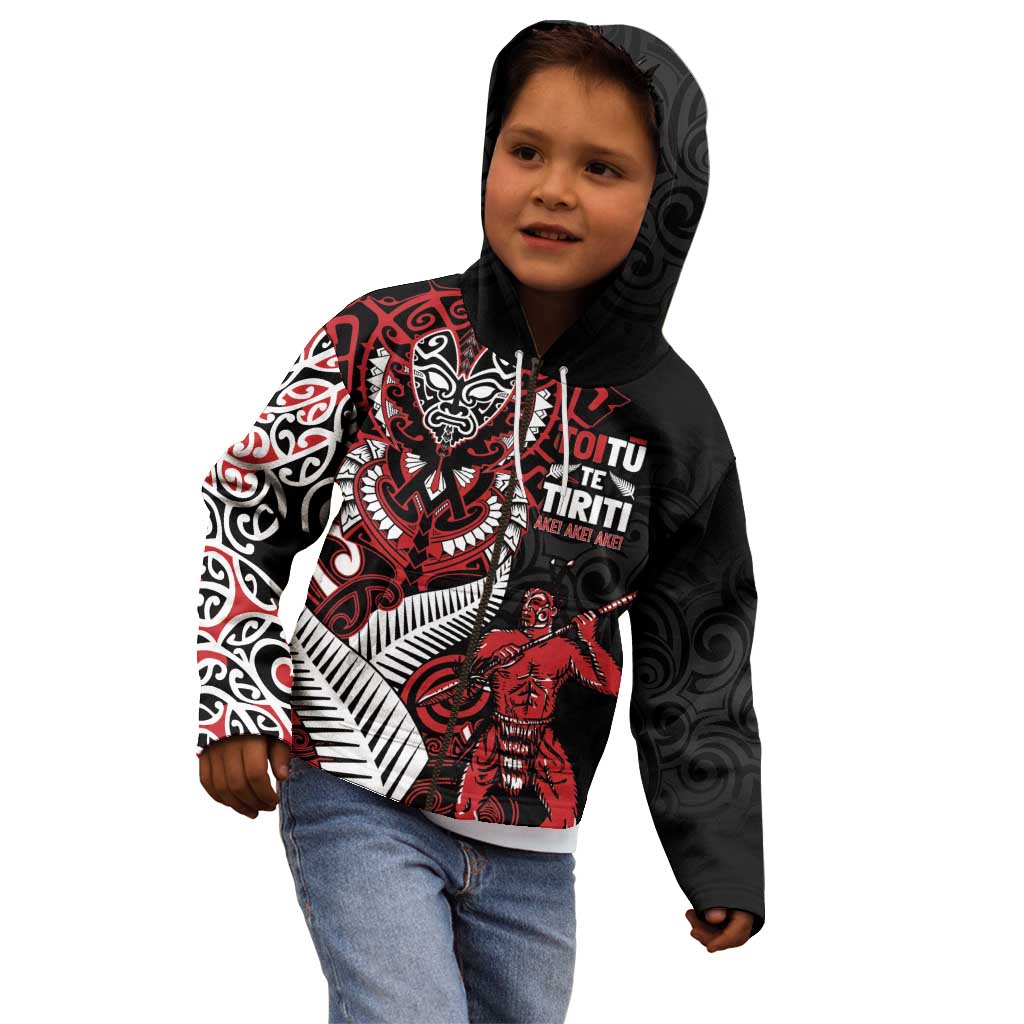 Aotearoa Toitu Te Tiriti Kid Hoodie Whakairo Wheku