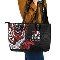 Aotearoa Toitu Te Tiriti Leather Tote Bag Whakairo Wheku