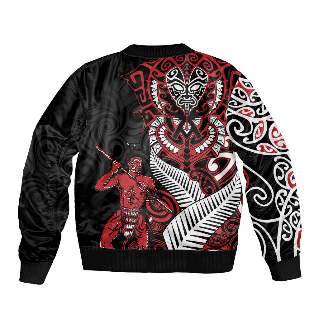 Aotearoa Toitu Te Tiriti Sleeve Zip Bomber Jacket Whakairo Wheku LT7 - Polynesian Pride