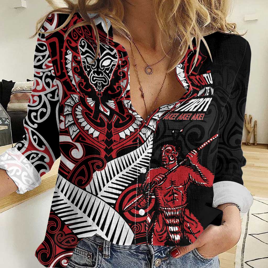 Aotearoa Toitu Te Tiriti Women Casual Shirt Whakairo Wheku LT7 Female Black - Polynesian Pride