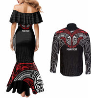 Aotearoa Maori Personalized Couples Matching Mermaid Dress and Long Sleeve Button Shirt Toitu Te Tiriti Ake! Ake! Ake!