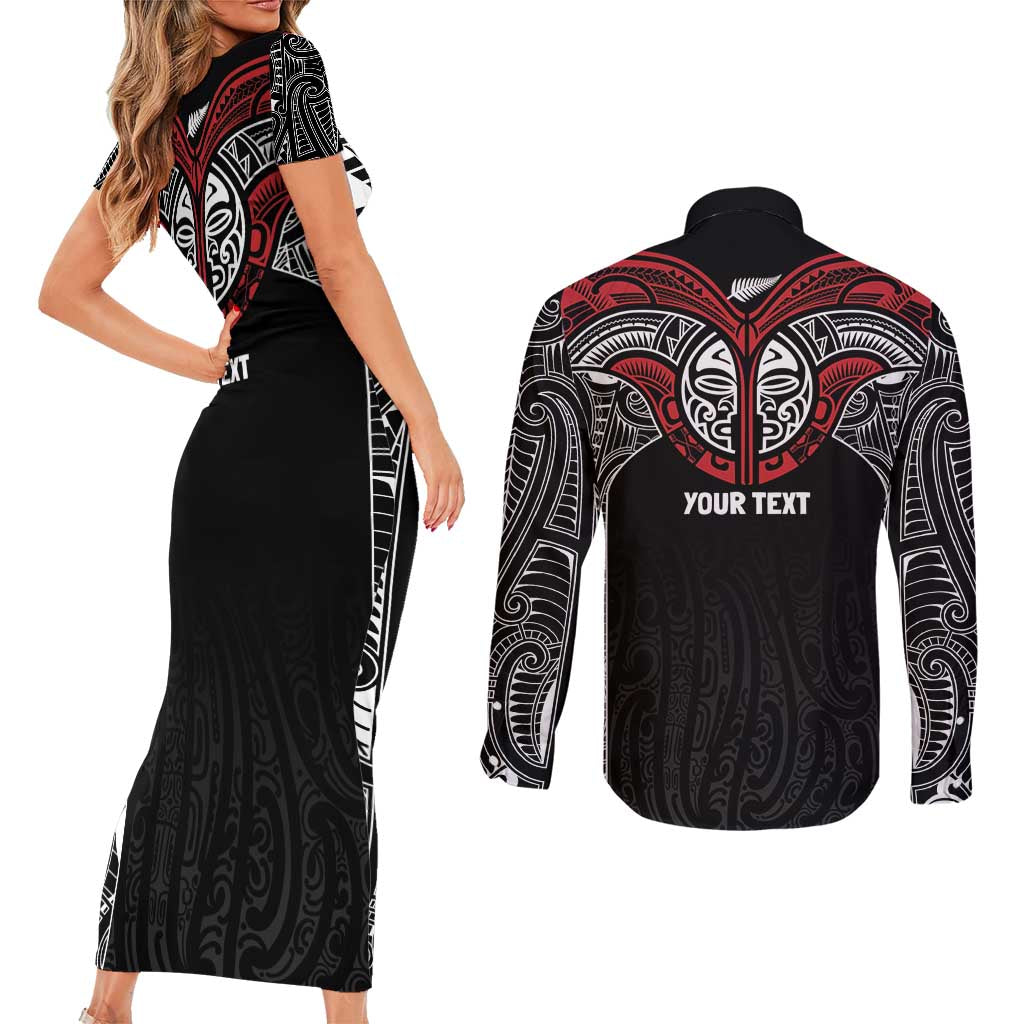 Aotearoa Maori Personalized Couples Matching Short Sleeve Bodycon Dress and Long Sleeve Button Shirt Toitu Te Tiriti Ake! Ake! Ake!