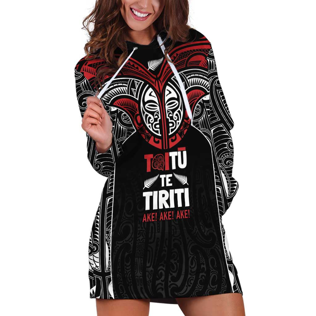 Aotearoa Maori Personalized Hoodie Dress Toitu Te Tiriti Ake! Ake! Ake!