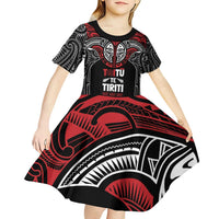 Aotearoa Maori Personalized Kid Short Sleeve Dress Toitu Te Tiriti Ake! Ake! Ake! LT7 - Polynesian Pride