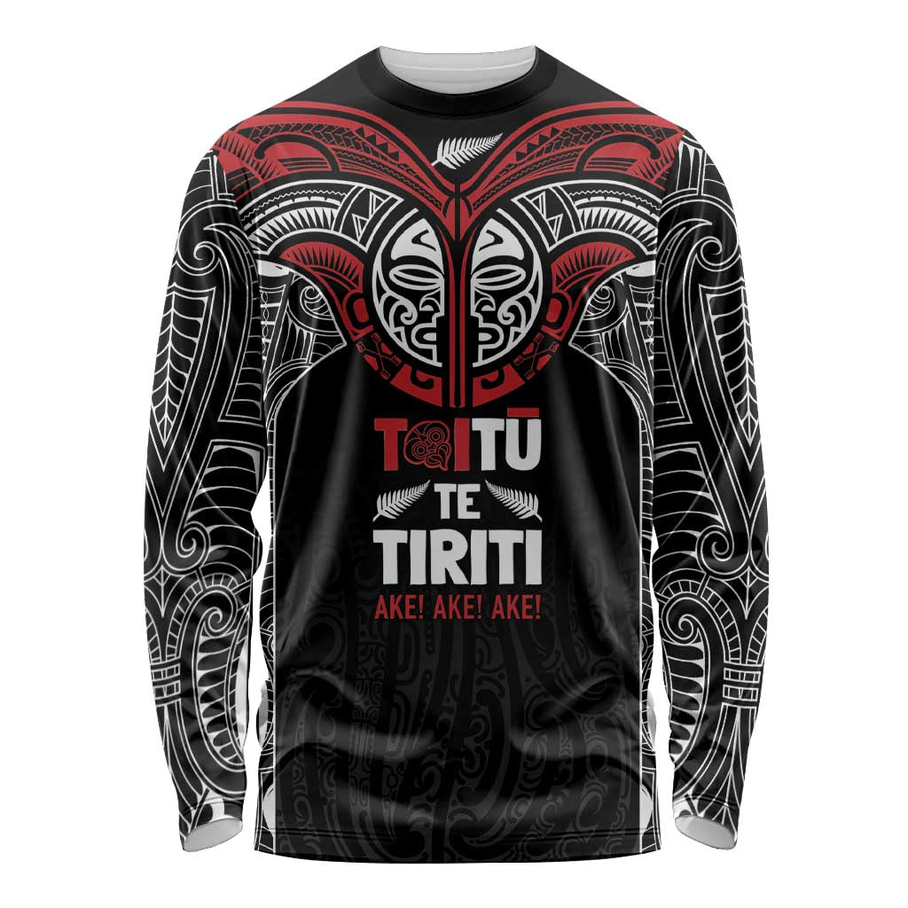 Aotearoa Maori Personalized Long Sleeve Shirt Toitu Te Tiriti Ake! Ake! Ake!