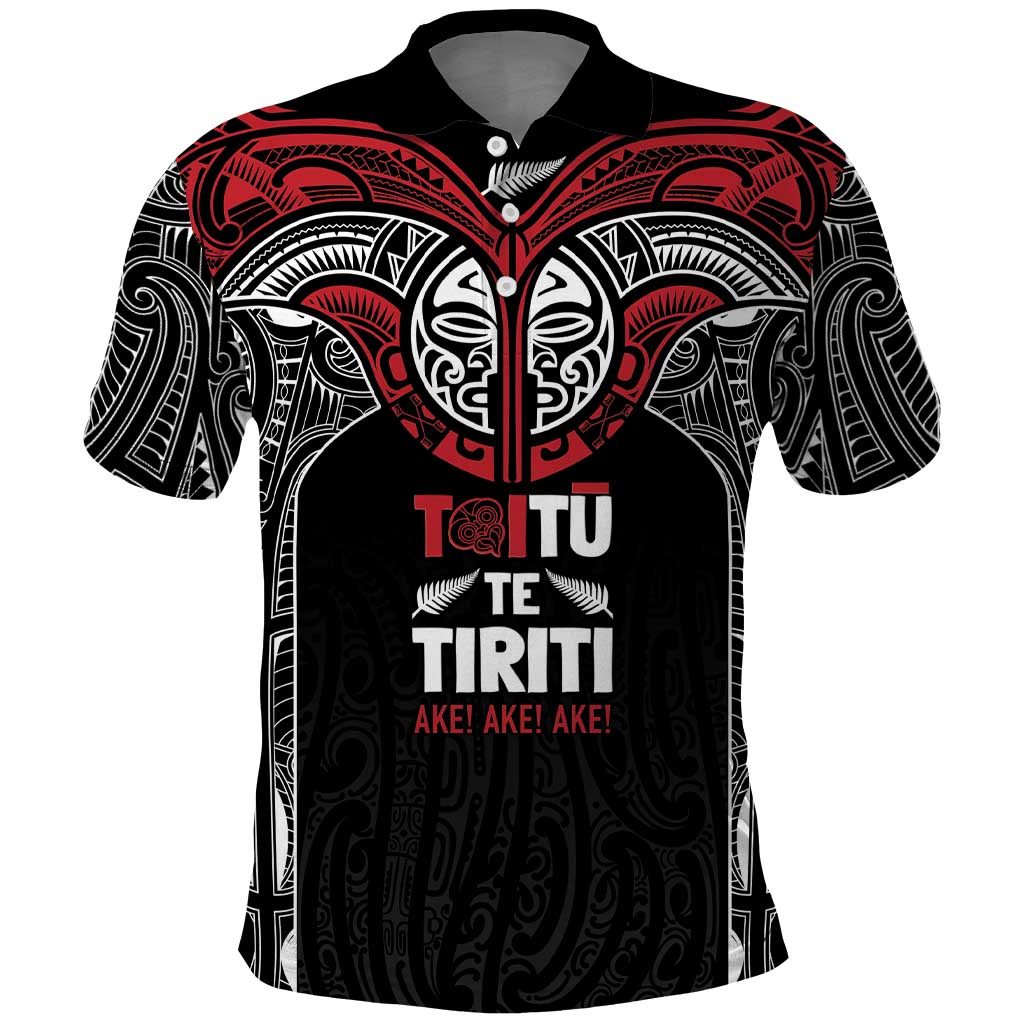 Aotearoa Maori Personalized Polo Shirt Toitu Te Tiriti Ake! Ake! Ake! LT7 Black - Polynesian Pride