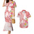 Polynesian Women's Day Wahine Couples Matching Mermaid Dress and Hawaiian Shirt Plumeria Marble Glaze - Pink LT7 Pink - Polynesian Pride